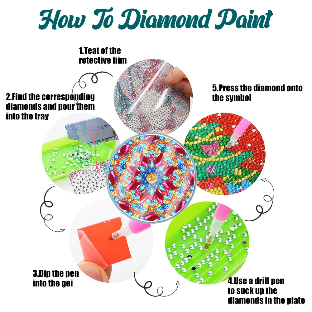 8 Pcs Halloween Diamond Painting Coasters Diamond Painting Kits