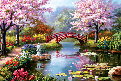 Fleurs de rivière de pont de cerisier - Peinture au diamant