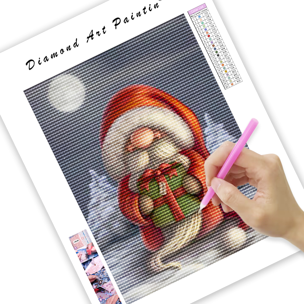 Niedlicher Weihnachtsmann im Cartoon-Stil an Weihnachten - Diamantmalerei
