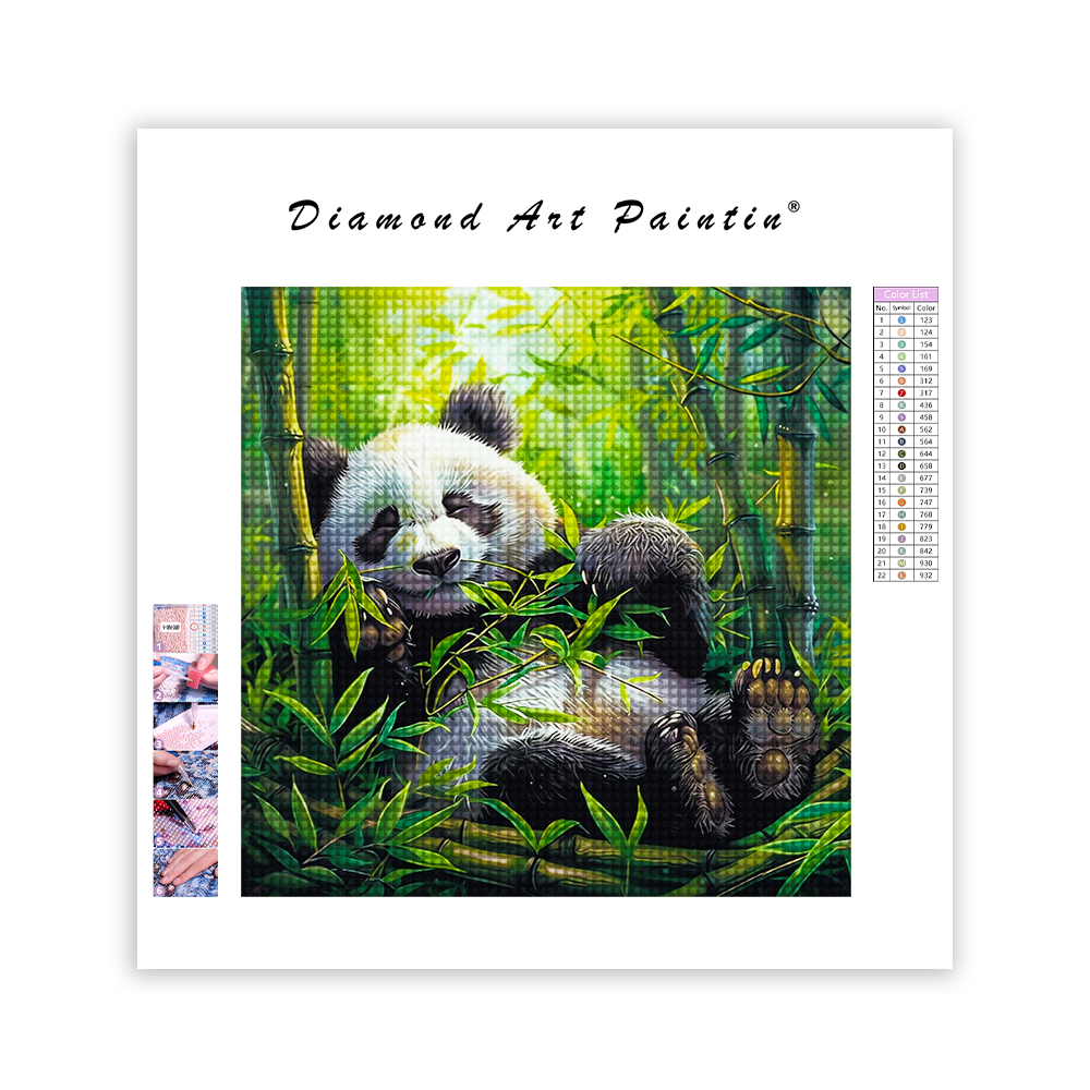 Mignon aquarelle Panda Clipart - Peinture au diamant