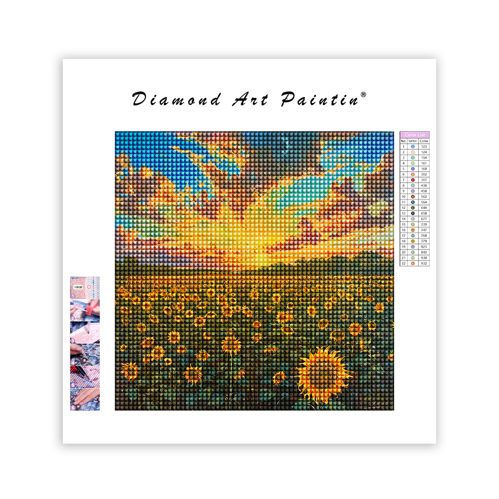 Sunflower fields hyperrealistic - Diamond Painting