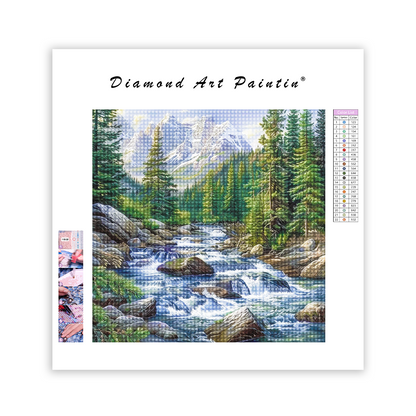 River flowing over rocks - Diamond Painting