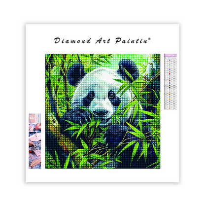 Ein süßer Panda spielt im Bambuswald - Diamond Painting