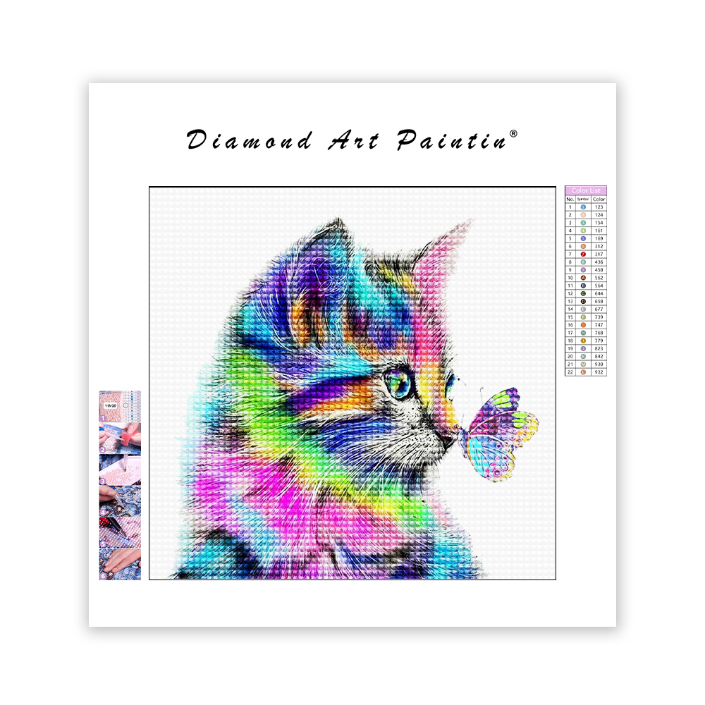 Cat Kisses Butterfly - Diamond Painting