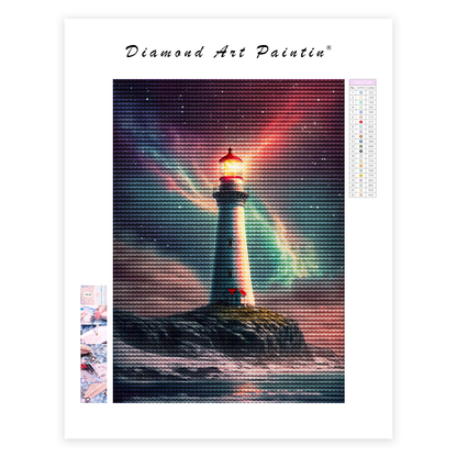Lighthouse Northern Lights - Diamond Painting