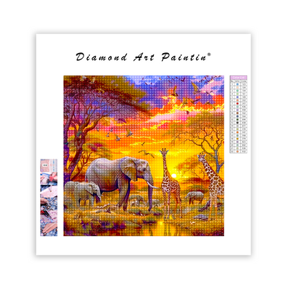 Éléphants majestueux - Peinture au diamant