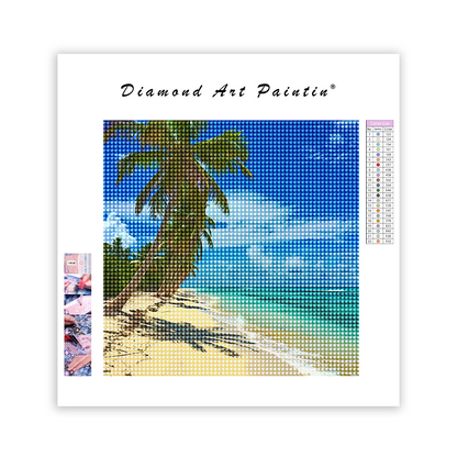 Palmiers sur la plage tropicale - Peinture au diamant