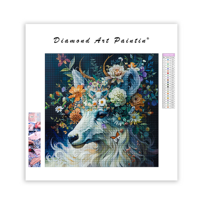 Fantasy Deer With Blossoms - Diamond Painting