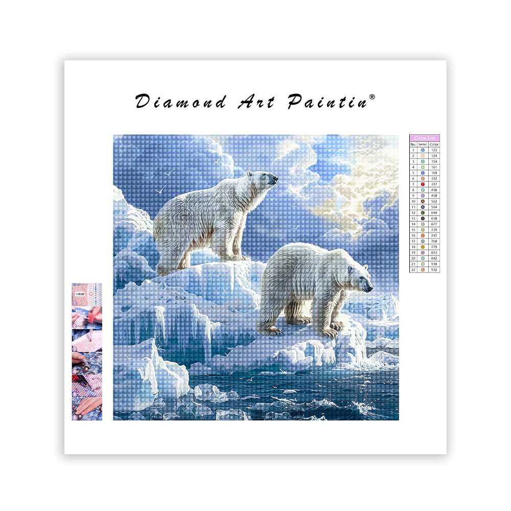 White Polar Bear Walking - Diamond Painting