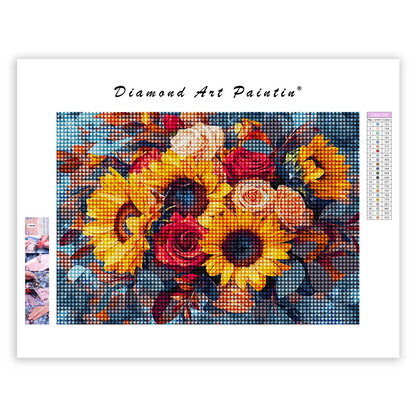 Roses Tournesols - Peinture Diamant