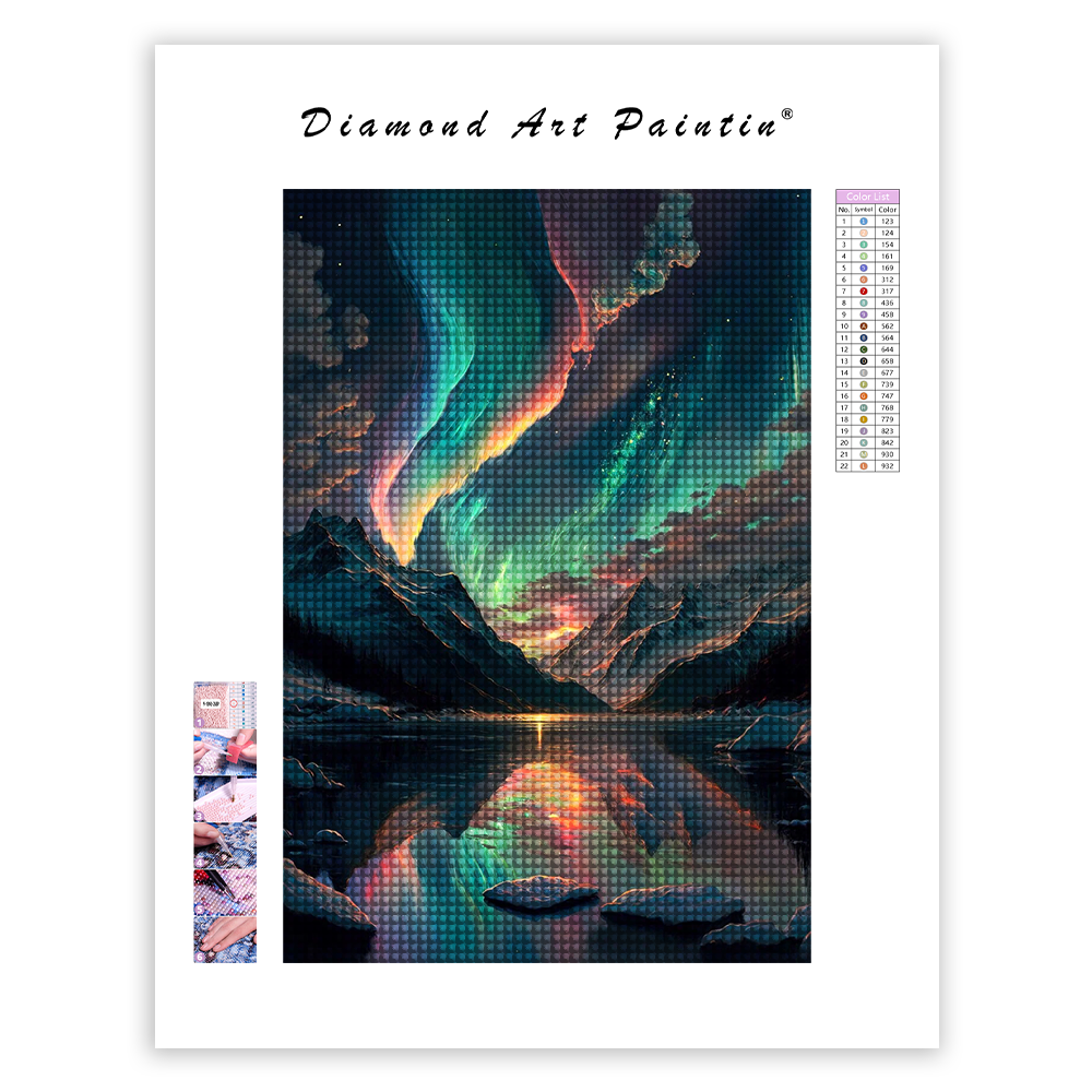 Colourful aurora borealis - Diamond Painting