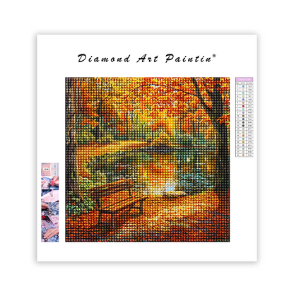 River with leaves floating - Diamond Painting
