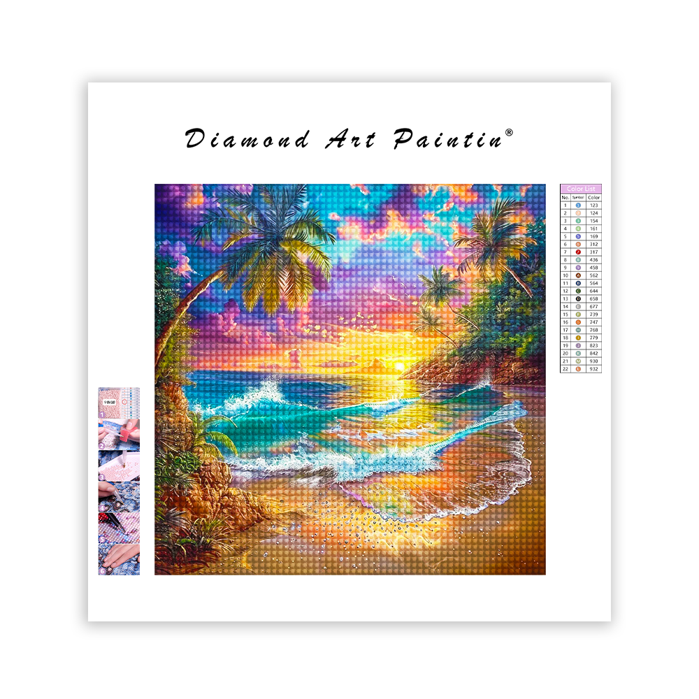 Tropical Escapade Sunlit Palms - Diamond Painting