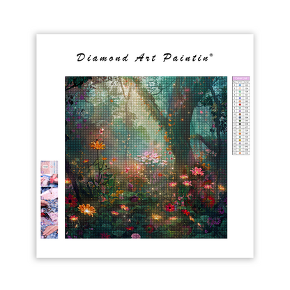 Flowers and a stream - Diamond Painting