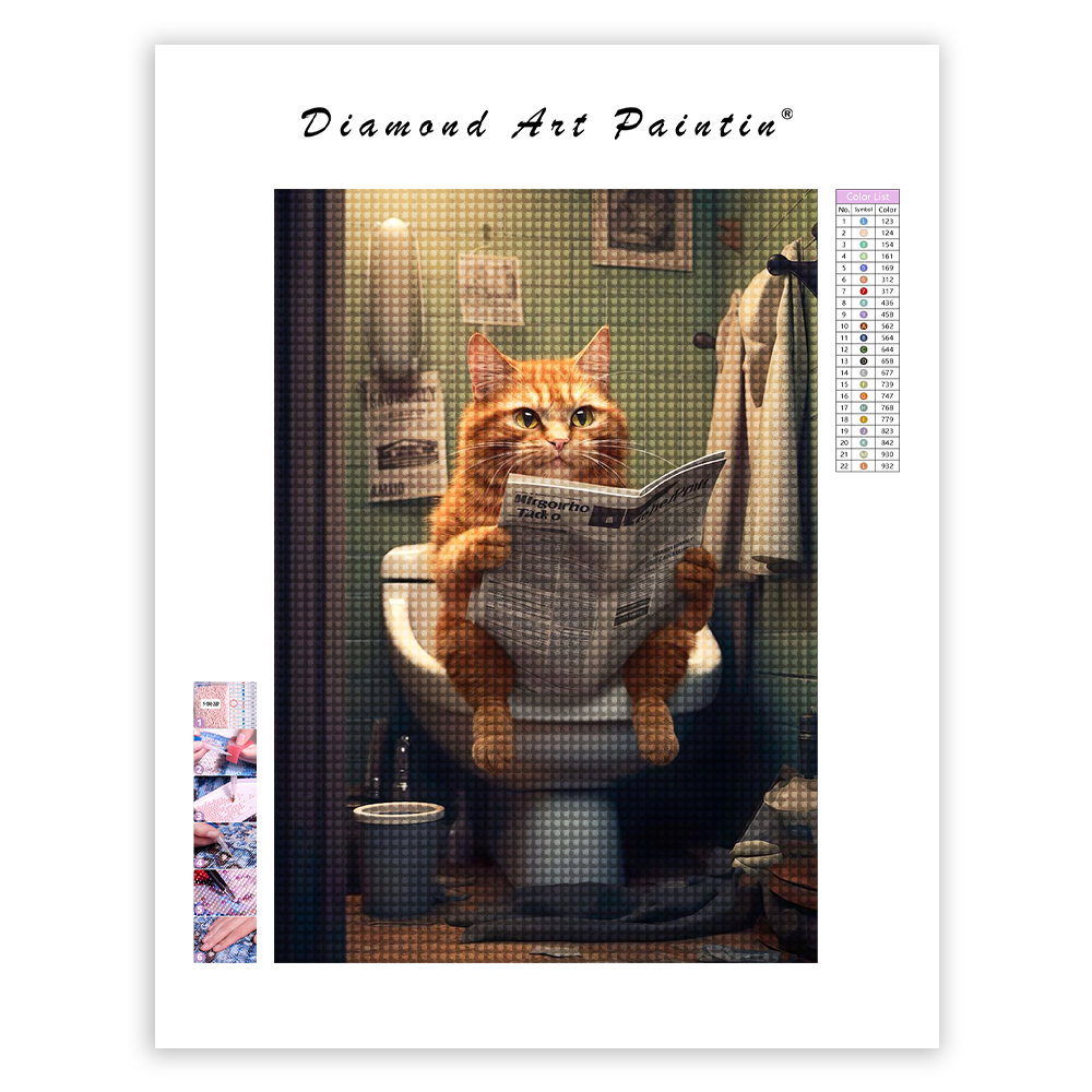 Journal de toilette Fat Cat - Peinture au diamant