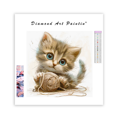 Schöne verspielte Katze - Diamantmalerei