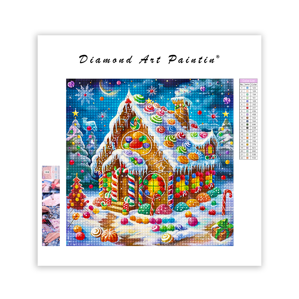 Maison de bonbons de Noël - Peinture au diamant