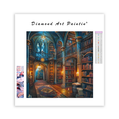 Fantasy-Bibliothek - Diamantmalerei
