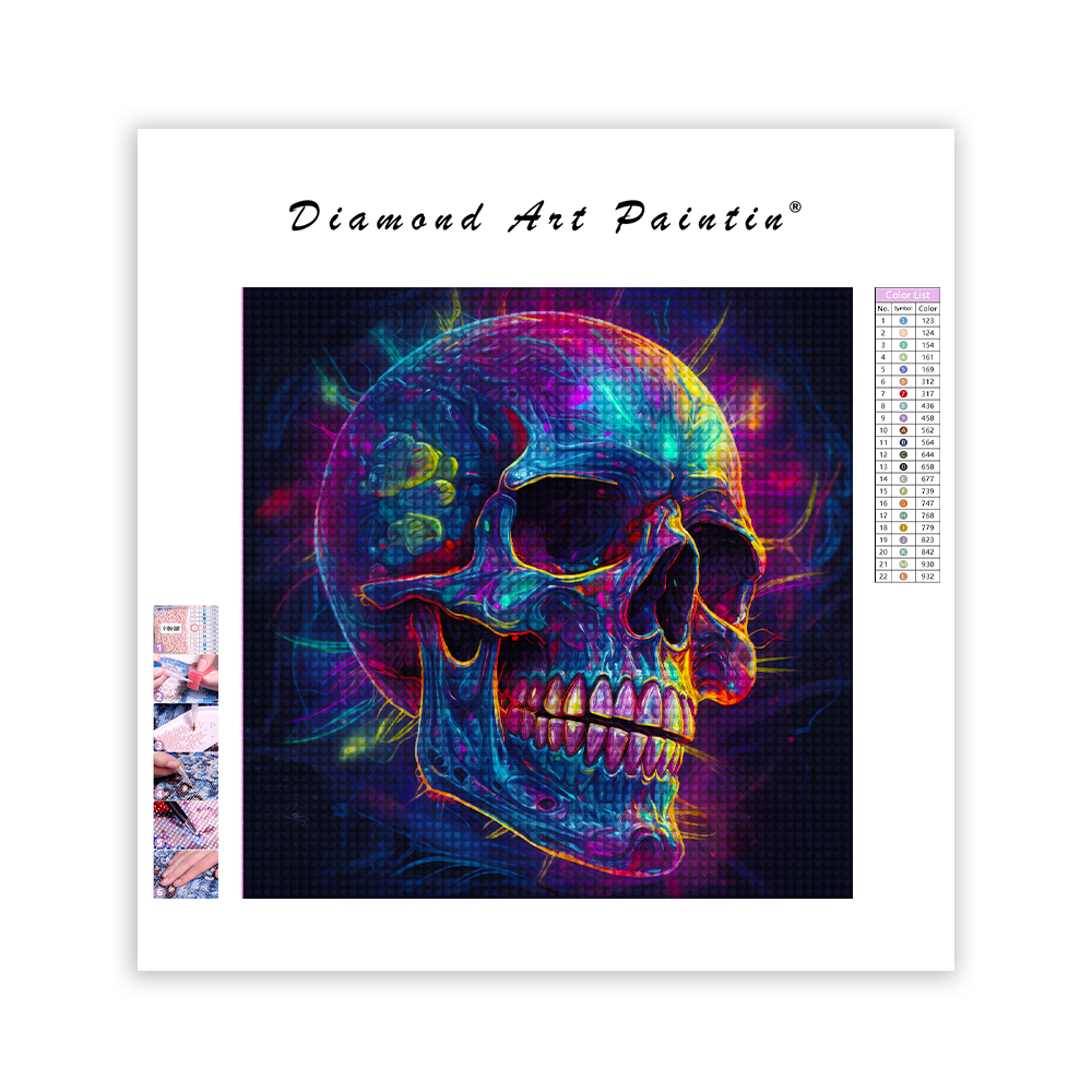 Skull With Neon Lights - Diamond Painting