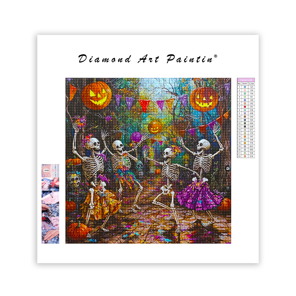 Lively Dance Party of Skeletons - Diamond Painting