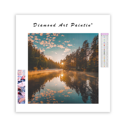 Serene Lake Sun - Diamond Painting