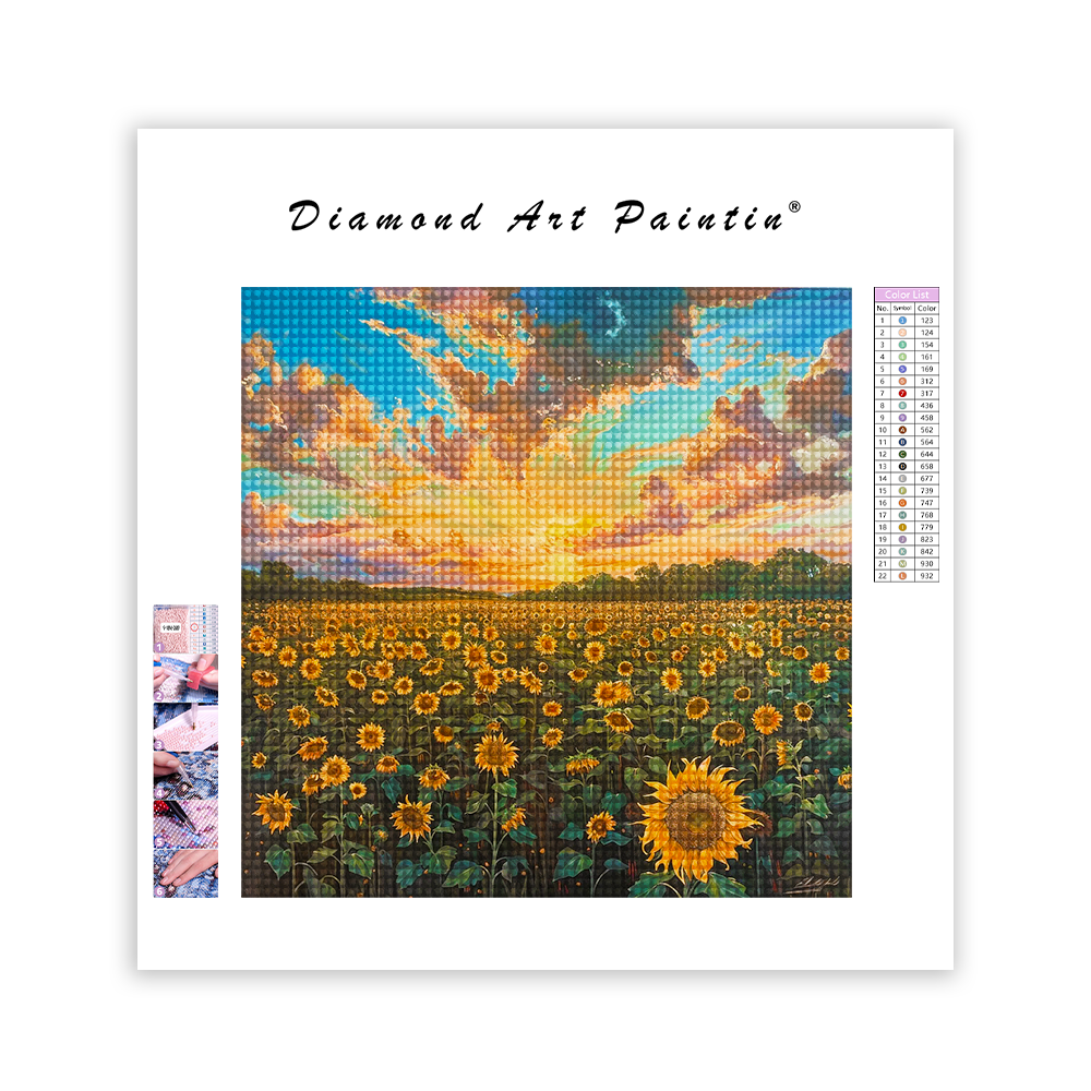 Sonnenblumenfelder hyperrealistisch - Diamond Painting