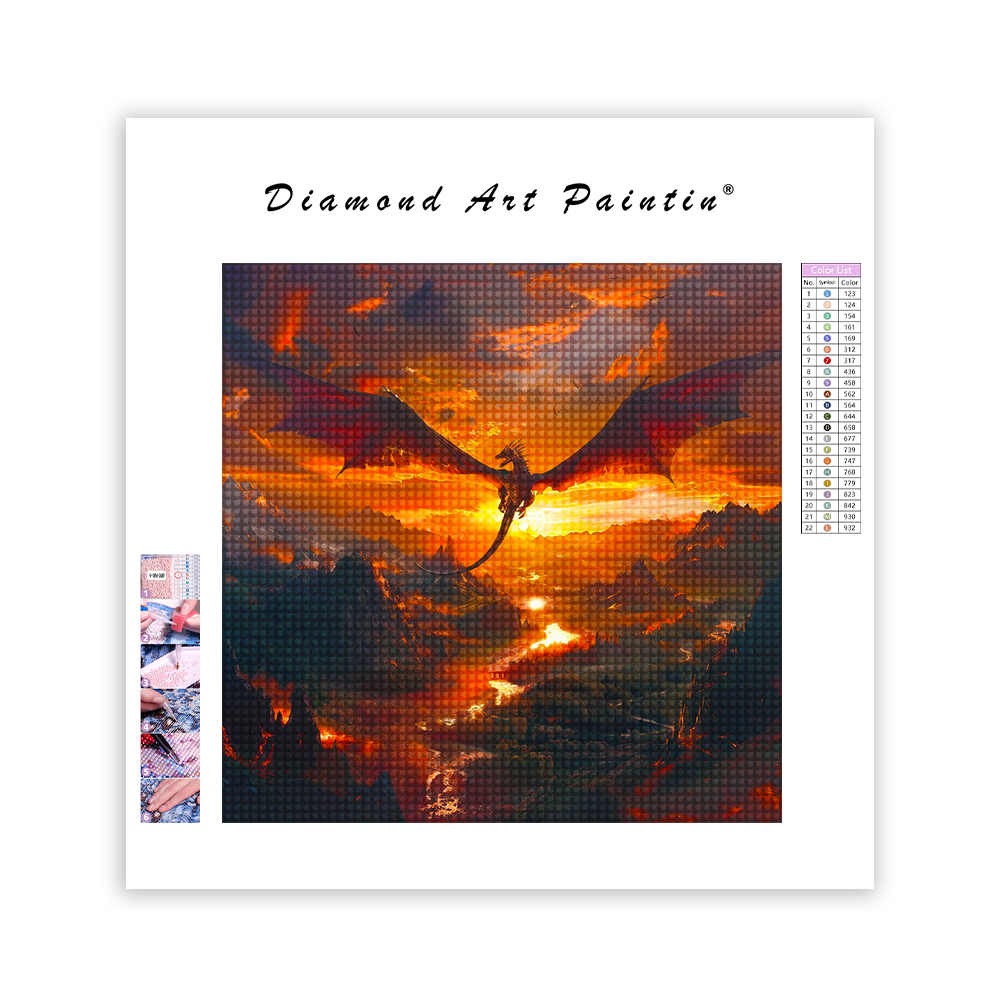 Dragon flying in the sky - Diamond Painting