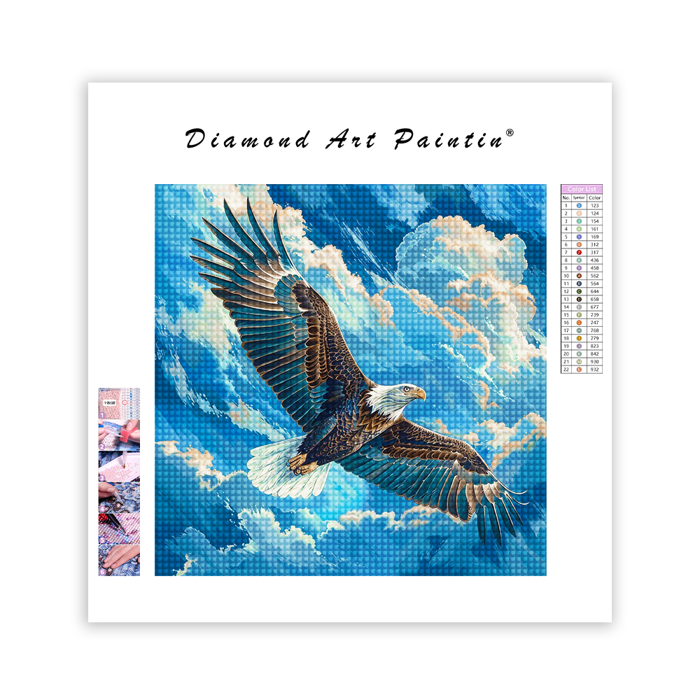 Ein Weißkopfseeadler im Höhenflug - Diamond Painting