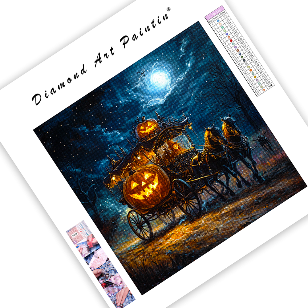 Halloween Pumpkin Carriage - Diamond Painting