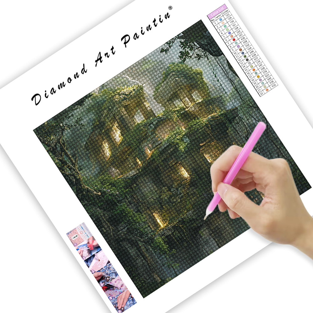 Ein Schloss im Dschungel - Diamond Painting