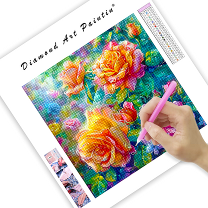 Fleur colorée couleur étonnante - Peinture au diamant