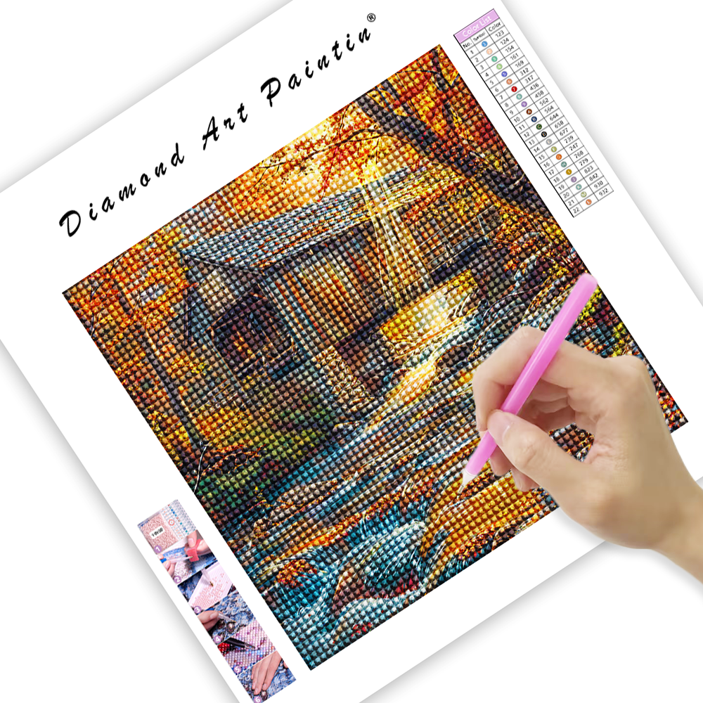 A Covered Bridge in the Fall - Diamond Painting