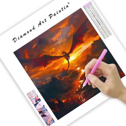 Dragon volant dans le ciel - Diamond Painting