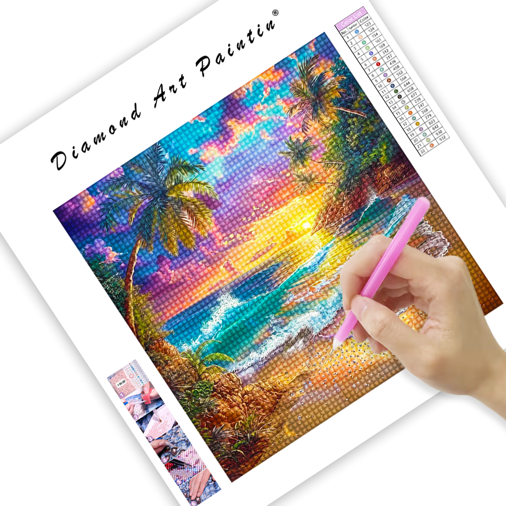Tropical Escapade Sunlit Palms - Diamond Painting