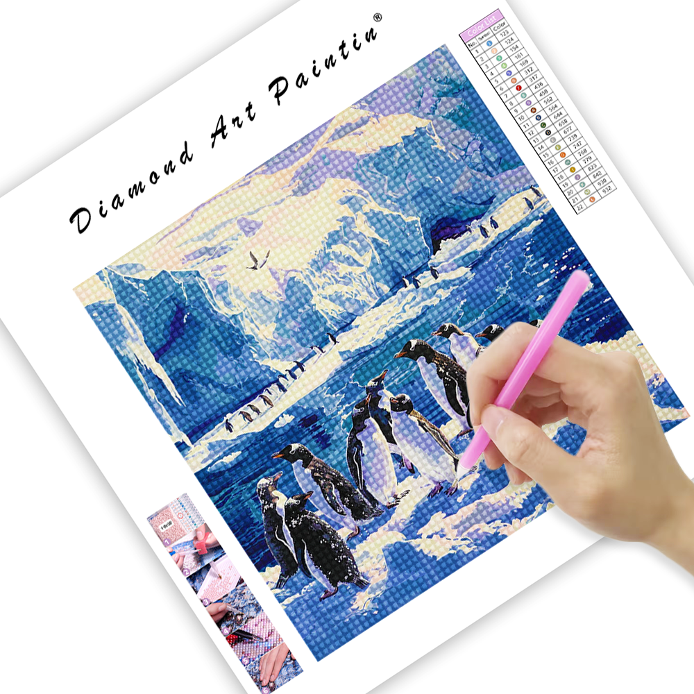 Magnifique pingouin de l'Antarctique - Peinture au diamant