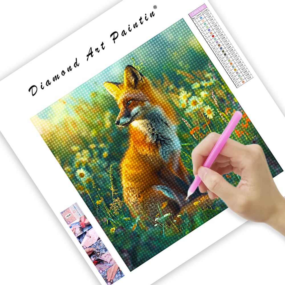 Cute Curious Fox Sitting - Diamond Painting