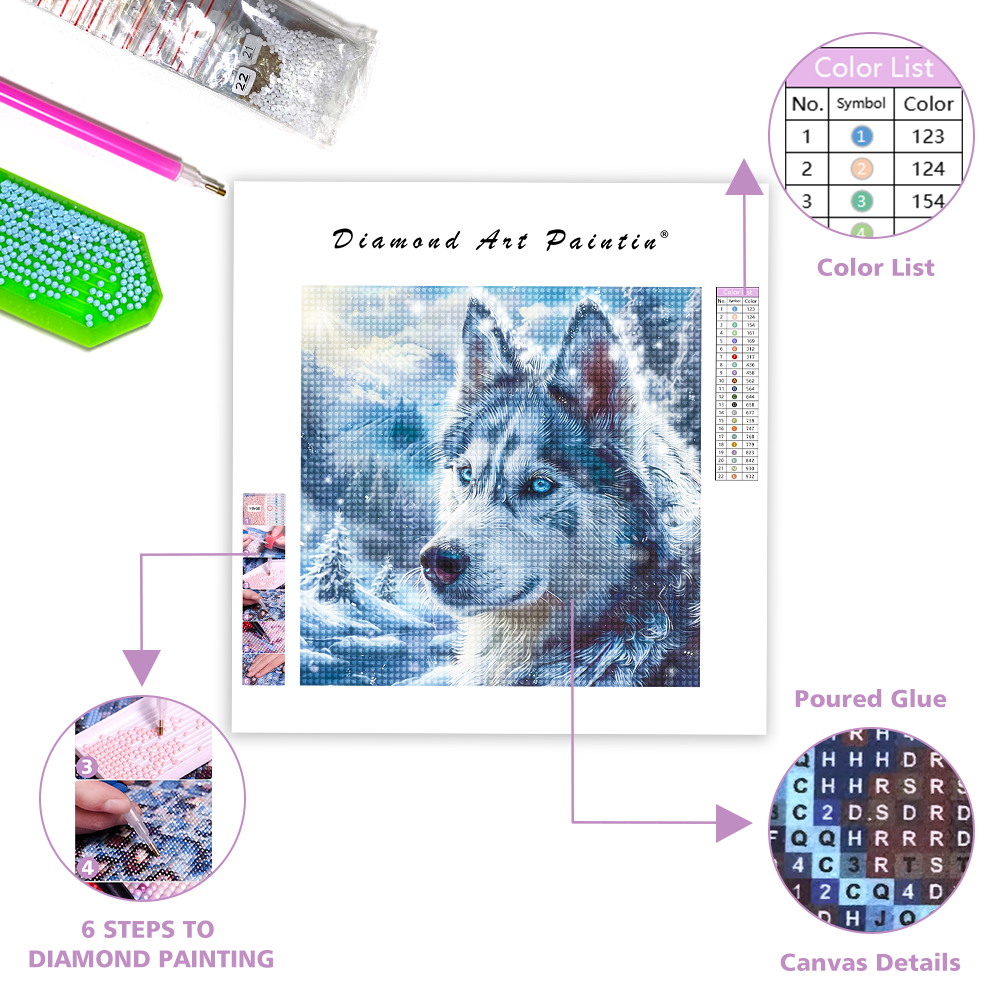Ein Wolf mit blauen Augen - Diamond Painting
