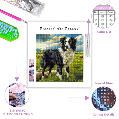 Le chien aime le printemps - Diamond Painting