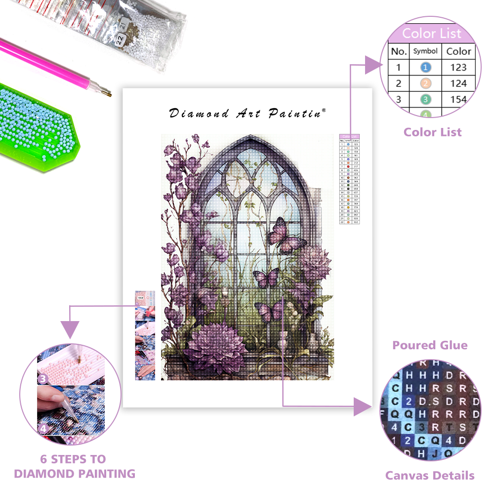 Woodland purple house - Diamond Painting