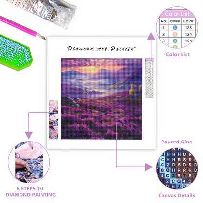 Paysage violet - Peinture au diamant