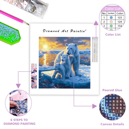 Eisbären auf Eis - Diamond Painting