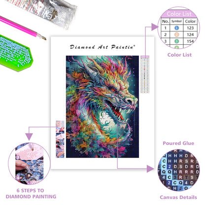 Full Drill Colorful Dragon - Diamond Painting