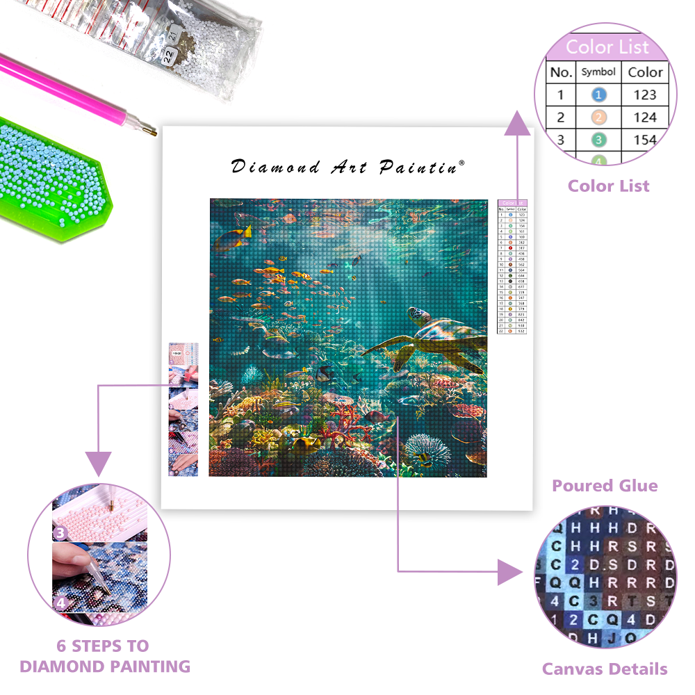 Fish School Under The Sea - Diamond Painting