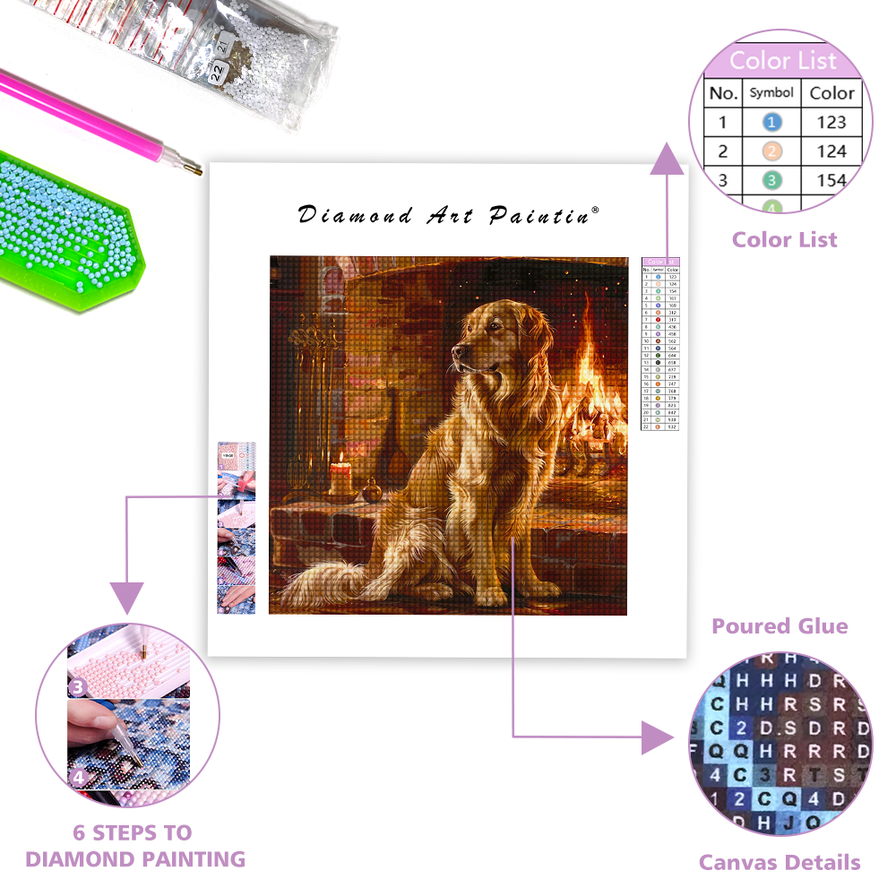 Golden Retriever Dog - Diamond Painting
