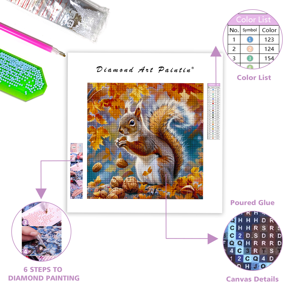 Squirrel In The Snow - Diamond Painting