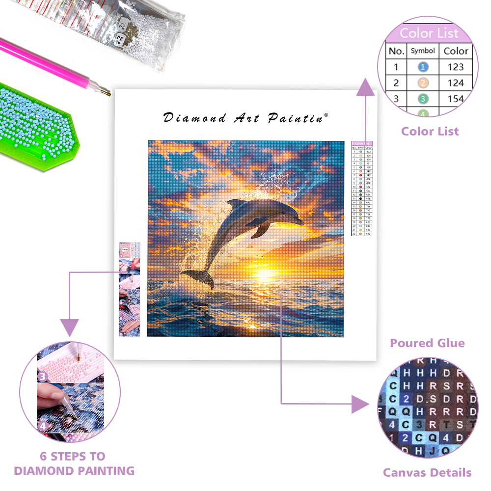 Dolphin Sunset - Diamond Painting