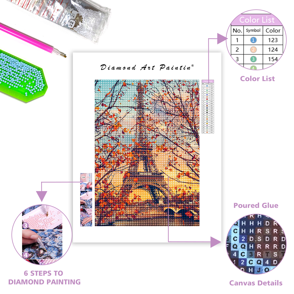 Feuilles d'automne de Paris - Peinture au diamant