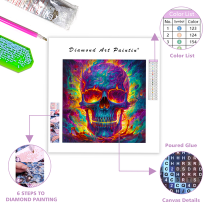 Skull Engulfed in Bright - Diamond Painting