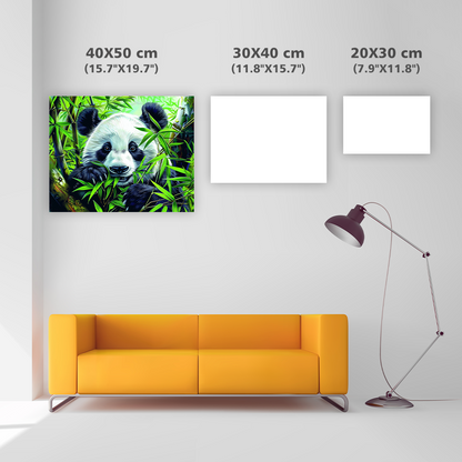 Un joli panda joue dans la forêt de bambous - Diamond Painting