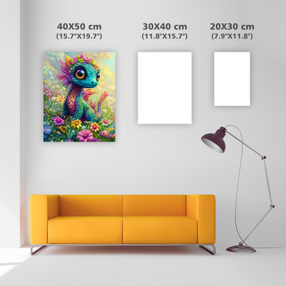 Enchanting Rainbow Dragon in Bloom - Diamond Painting